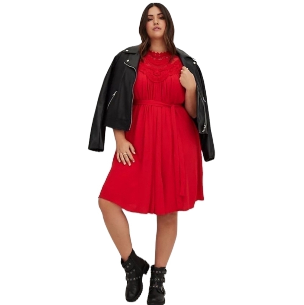 Torrid Crinkle Gauze Crochet Dress